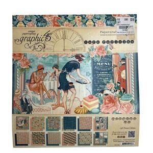 Graphic‎ 45 Cafe Parisian Collection 8 x 8 Paper Pad 2016 Scrapbooking HTF NEW